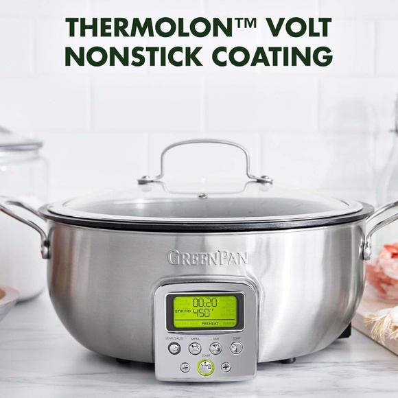 GreenPan Elite 6QT Electric Skillet, Sear Saute Stir-Fry Cook Rice, Healthy Cera - Picture 4 of 9